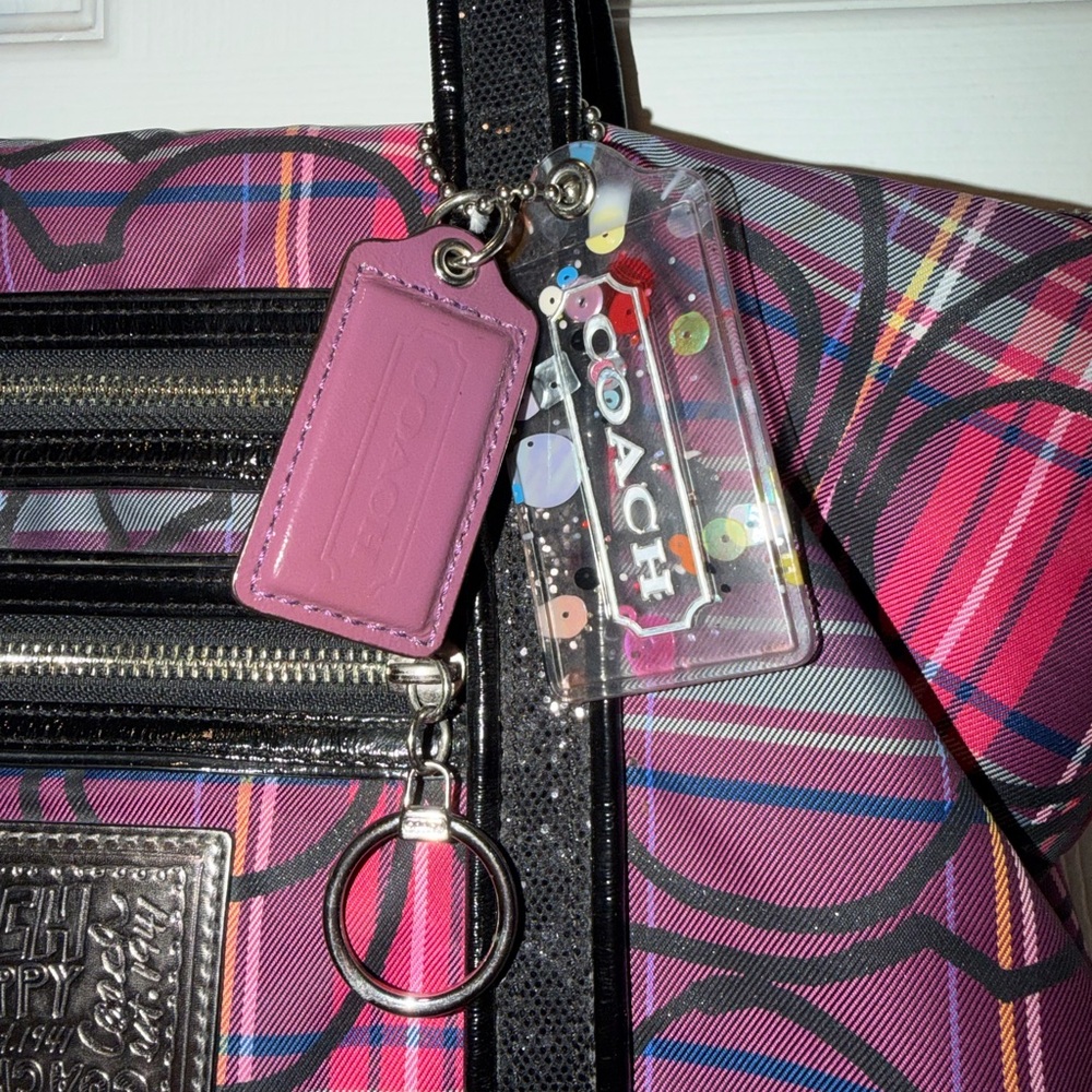 Coach/ Poppy Plaid Tote Bag - Pink and Black - Picture 4 of 5